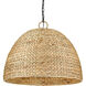 Rue 8 Light 27 inch Matte Black Pendant Ceiling Light in Woven Sweet Grass